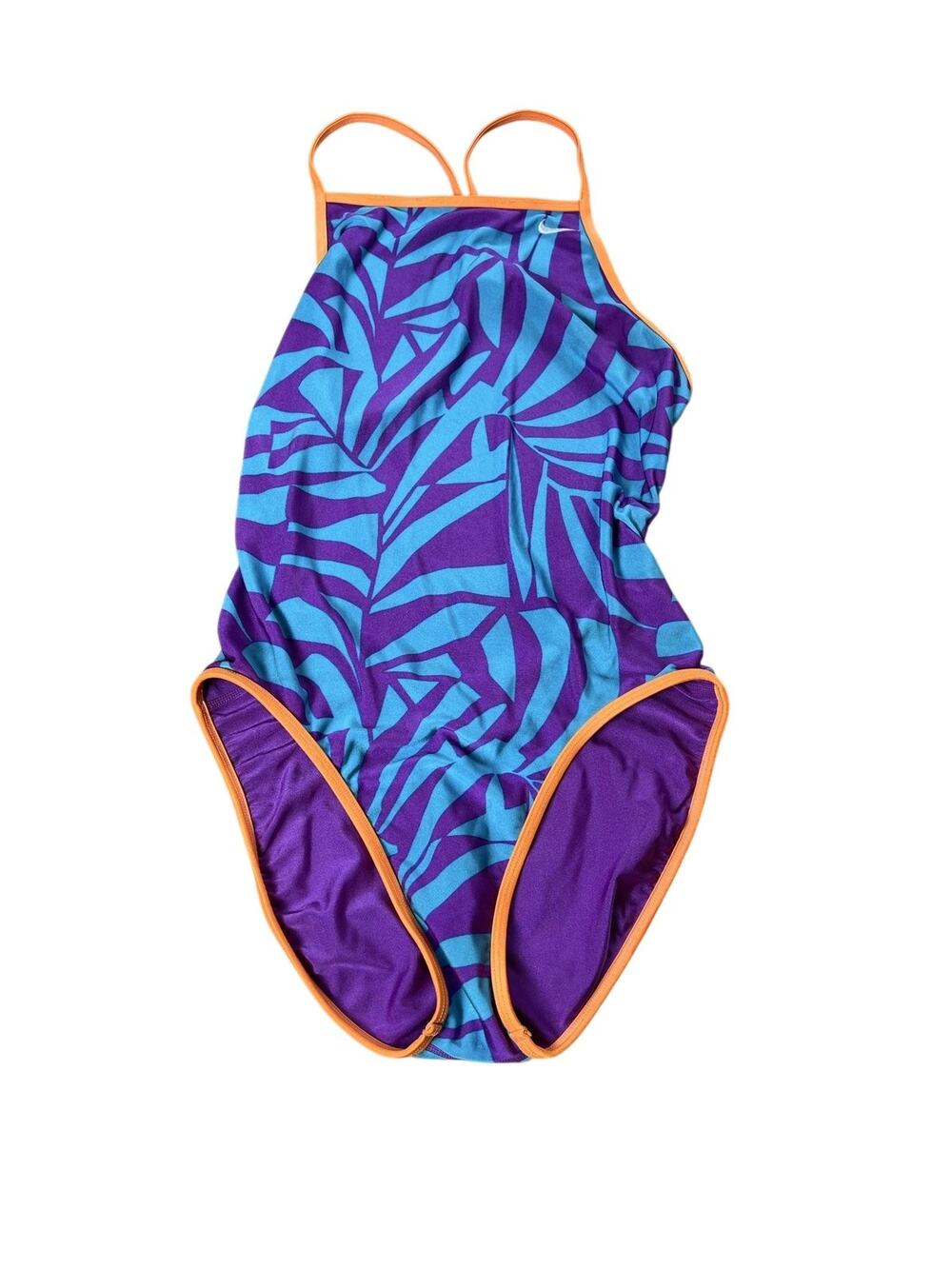 Nike One Piece Swimsuit Womens Size Purple Reversible Geometric Lined